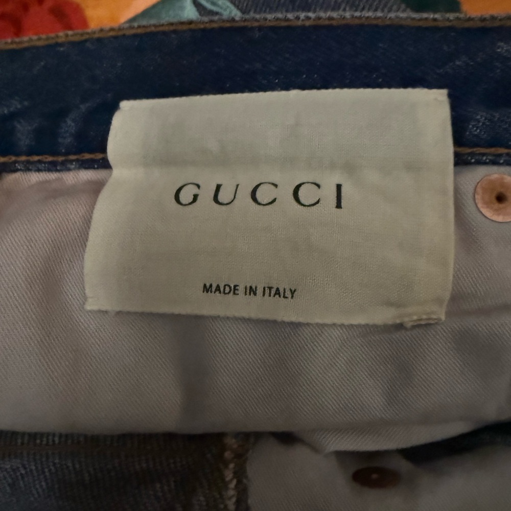Gucci embroidered dragon denim jeans - Picture 4 of 10
